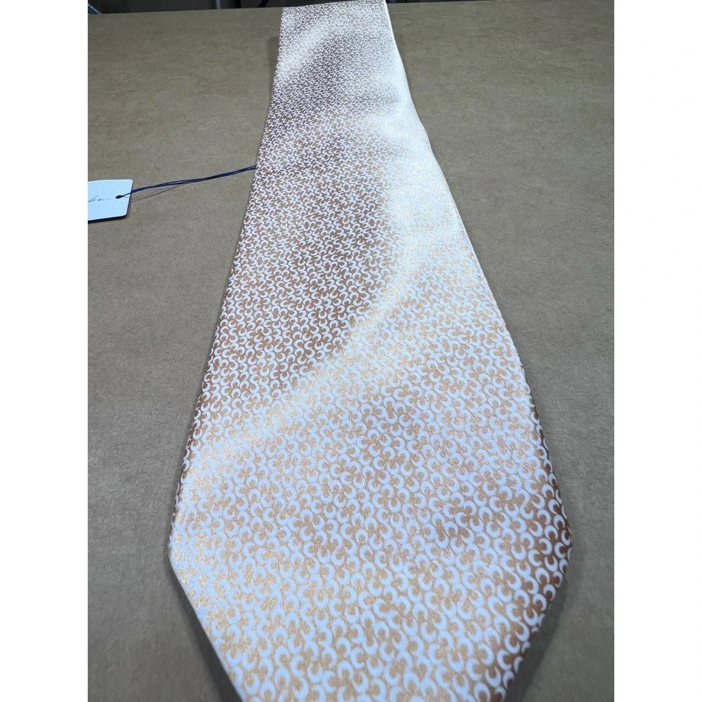 Italo Ferrelli Men Silk Necktie Rose Gold Champagne Geometric Handmade Italy NWT